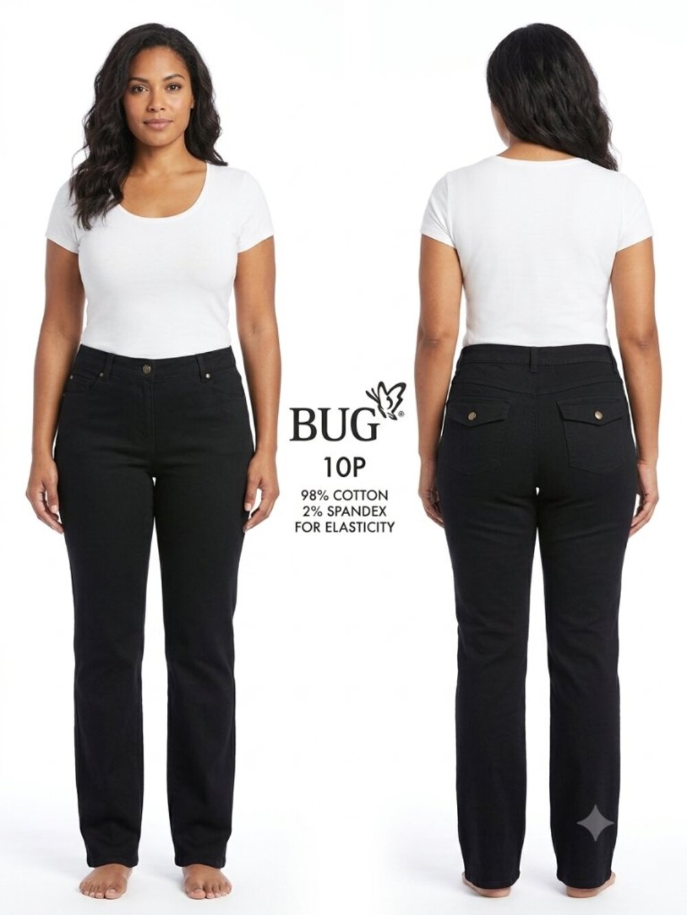 FASHION BUG BRAND Casual Y2K Black Flare Jean - 10 Petite